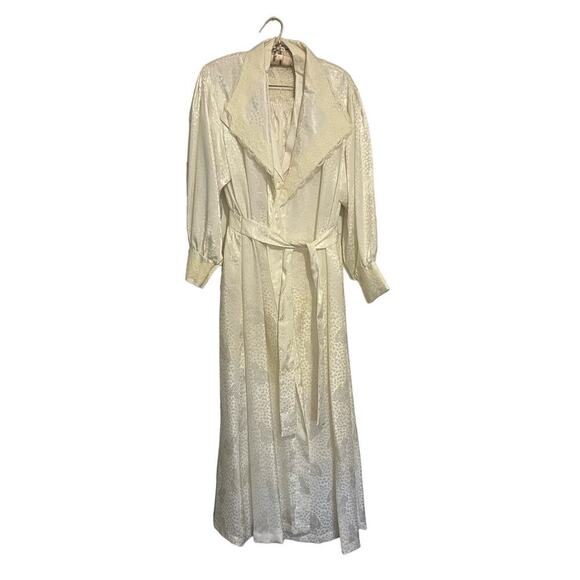 Vintage gold label Victoria's Secret 3 piece ivory pajama set with robe L - Picture 1 of 16